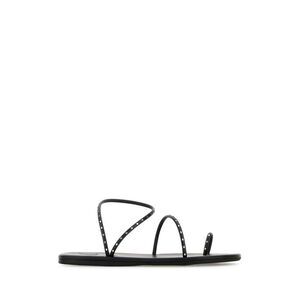 Ancient Greek Women Black Synthetic Leather Astro Thong Sandals